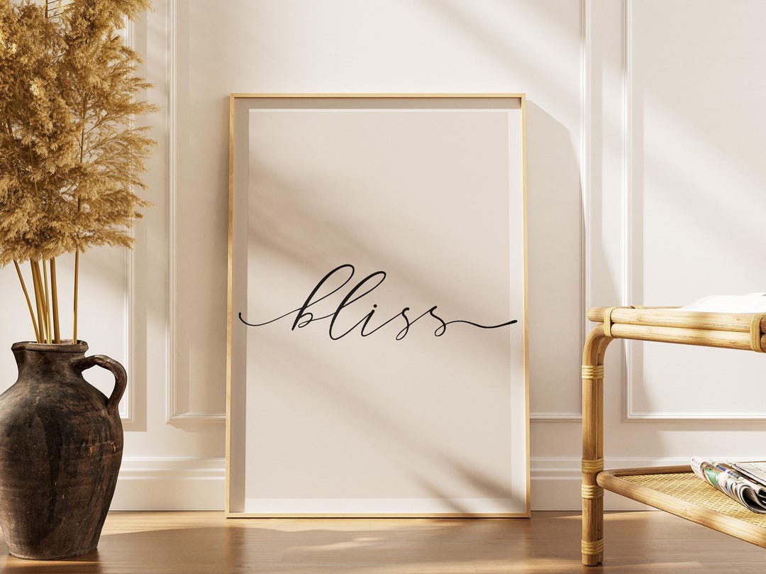 Bliss | Typography Print, Minimalist Wall Art, Elegant Script ...