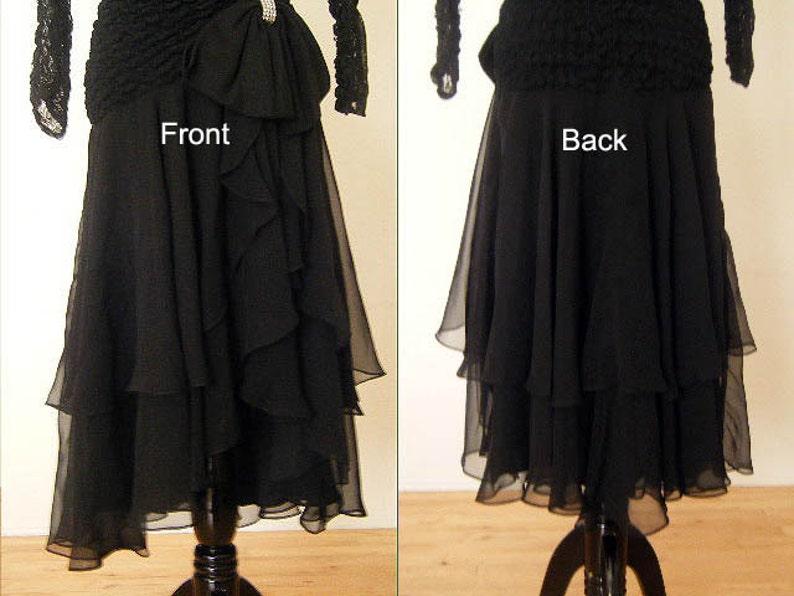 1980s Black Ruffled One Sleeve Dress by Climax | XS/S