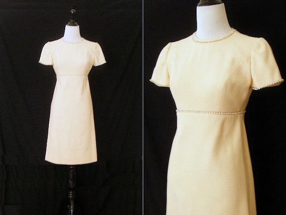 1960's Ivory Dress with Rhinestones by Estevez for