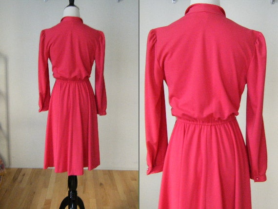 Vintage 1970's Pink Secretary Dress - Size 8 Peti… - image 2