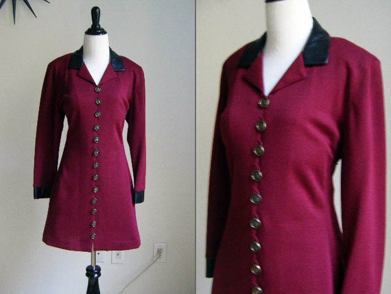 Vintage 1980's Caroline Rose Burgundy and Leather… - image 1