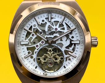 Vintage Vacheron Constantin Geneve Overseas Tourbillon Automatic White Dial Men's Wrist Watch Free Shipping