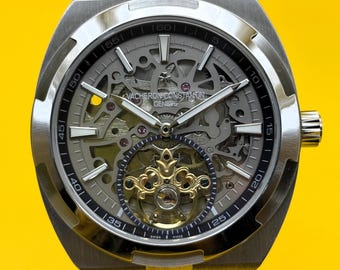 Vintage Vacheron Constantin Geneve Tourbillon Overseas Automatic Silver Dial Men's Wrist Watch Free Shipping