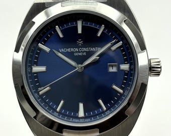 Vintage Vacheron Constantin Geneve Overseas Automatic Date Indicator Blue Dial Men's Wrist Watch Free Shipping
