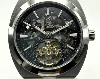 Vintage Vacheron Constantin Geneve Overseas Tourbillon Automatic Black Dial Men's Wrist Watch Free Shipping