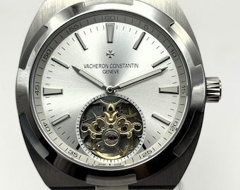 Vintage Vacheron Constantin Geneve Overseas Tourbillon Automatic Silver Dial Men's Wrist Watch Free Shipping