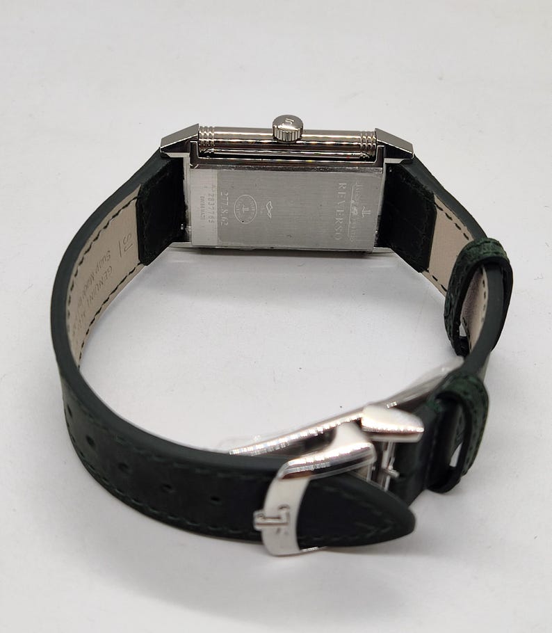 Vintage Luxurious Jaeger-LeCoultre Reverso Sub Dial Analog Quartz Green Dial Men's Wrist Watch image 8
