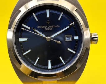 Vintage Vacheron Constantin Geneve Overseas Automatic Date Indicator Blue Dial Men's Wrist Watch Free Shipping