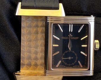 Vintage Luxurious Jaeger-LeCoultre Reverso Sub Dial Analog Quartz Black Dial Men's Wrist Watch