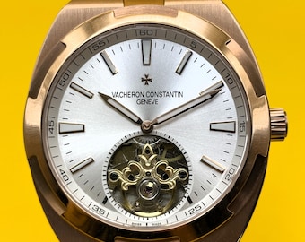 Vintage Vacheron Constantin Geneve Overseas Tourbillon Automatic Silver Dial Men's Wrist Watch Free Shipping