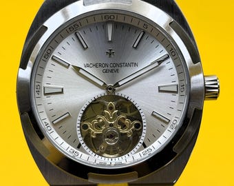 Vintage Vacheron Constantin Geneve Tourbillon Overseas Automatic Silver Dial Men's Wrist Watch Free Shipping