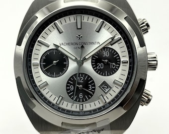 Vintage Vacheron Constantin Geneve Overseas Chronograph Automatic Date Indicator Silver Dial Men's Wrist Watch Free Shipping