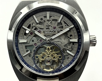 Vintage Vacheron Constantin Geneve Overseas Tourbillon Automatic Silver Dial Men's Wrist Watch Free Shipping