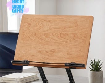 Houten boekenstandaard, standaard walnoot- en kersenhout, verstelbaar bureauaccessoire, kookboeksteun, ergonomisch studiehulpmiddel, cadeau-idee