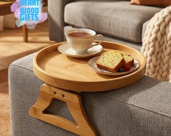 Mesa auxiliar de madera para reposabrazos de sofá, organizador con clip para reposabrazos, decoración para sala de estar