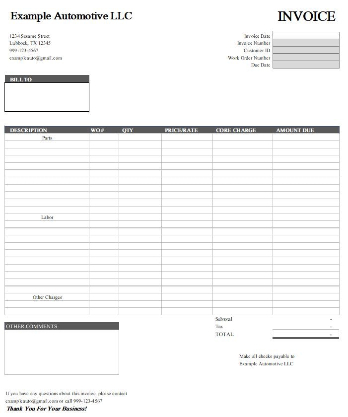 Very Simple Invoice Template for Mechanics - Etsy