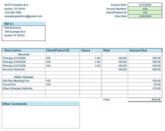 Therapist Invoice Template