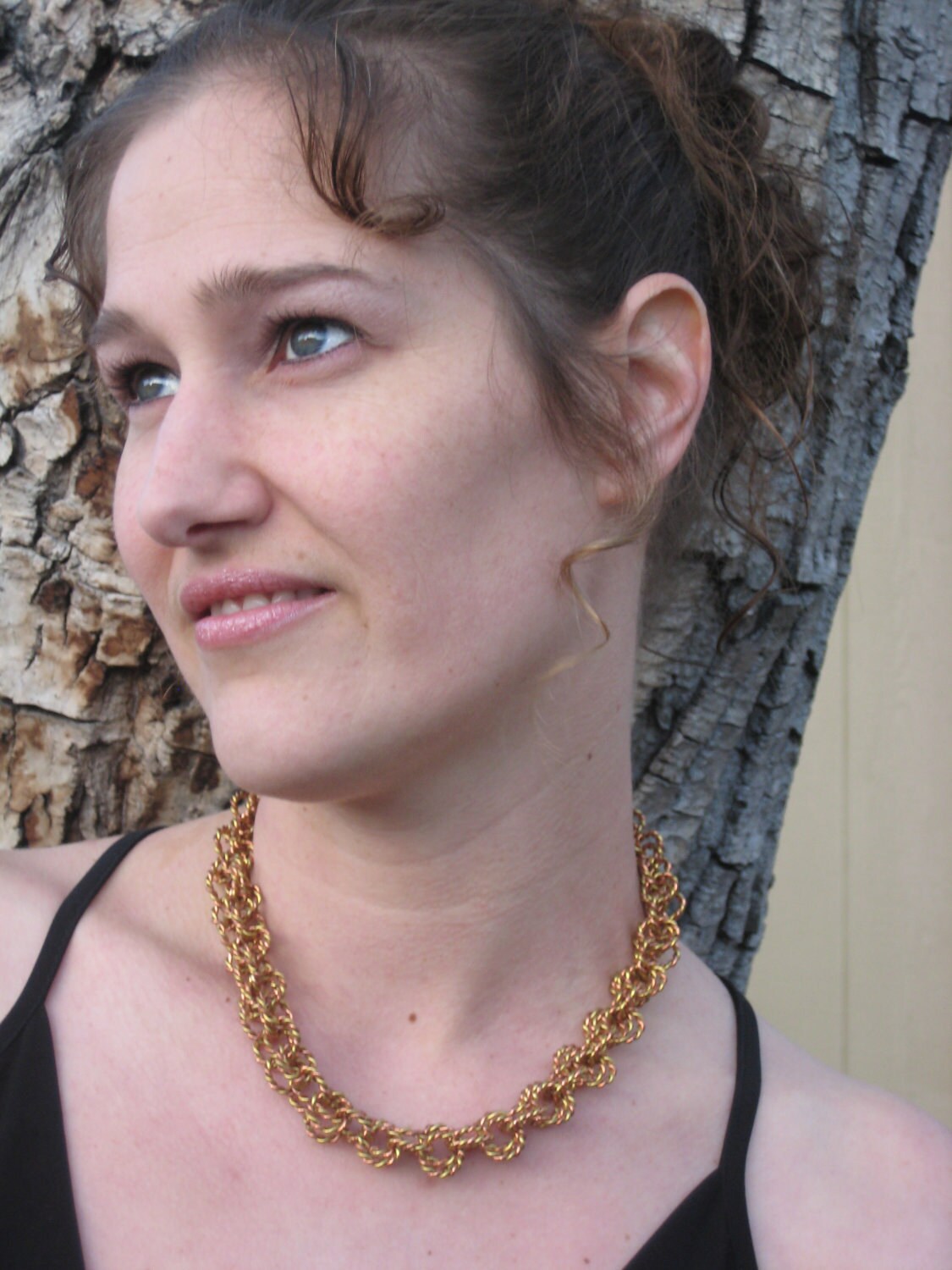 Necklace Chainmaile Copper and Brass Wire Twisted Jump Ring Modern Jewelry by Jyoti Mccall Etsy