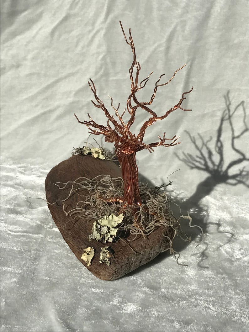 Copper Wire Tree on Driftwood Small Tree Sculpture Wire Etsy