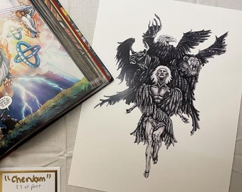 Cherubim drawing print- Bible art collectible