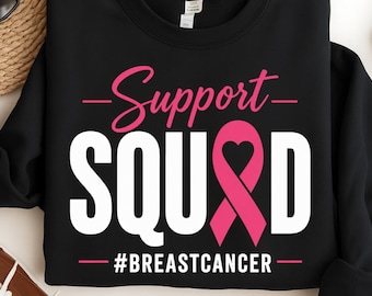 Support Squad Breast Cancer PNG, Pink Ribbon Awareness Sublimation Design, Survivor Support Shirt Digital Download