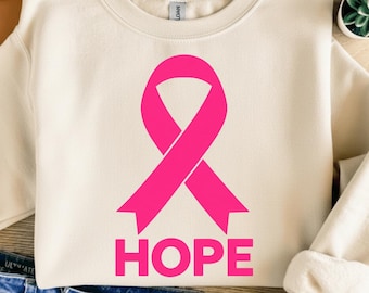 Breast Cancer Hope Ribbon PNG, Pink Ribbon Sublimation Design, Cancer Awareness Shirt Graphic, Digital Download PNG