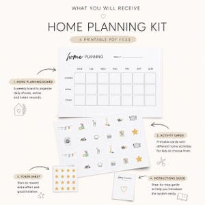 Toddler Home Planning Board Printable | Kids Chore Chart + Reward Token System | Weekly Routine Organizer | Printable PDF