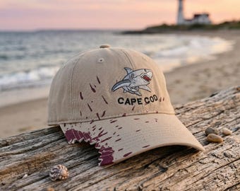 Cape Cod Shark Bite Baseball Cap | Distressed Bloody Brim Dad Hat