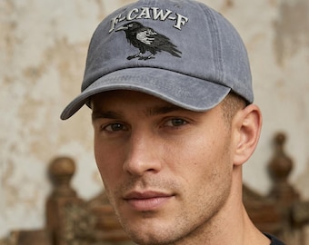 Embroidered Crow Dad Hat | Sarcastic Raven Baseball Cap, Washed Cotton