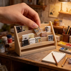 1:12 Scale Miniature Bookshelf | 3D Printed Bookcase with 10 Mini Books