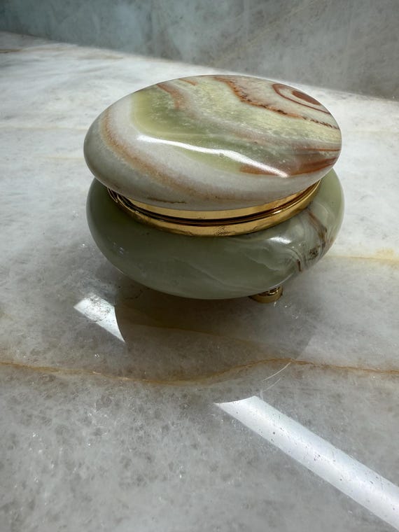 Onyx and Brass Footed Trinket Box View 2