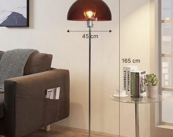 Lámpara de pie Bauhaus con forma de seta | Lámpara de pie con pantalla abovedada cromada | Iluminación moderna de mediados de siglo para sala de estar | Decoración retro de diseño | Regalo único