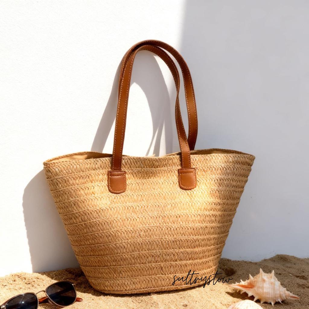 Large Straw Woven Tote Bag – Summer Beach Shoulder Purse - Etsy