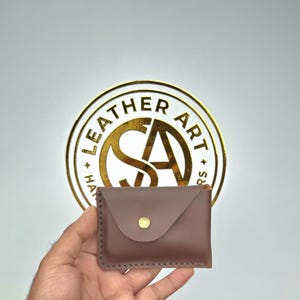 Dark Brown Leather Business Card Holder - Holds 20 Cards - Handstitched Snap Card Case - Custom Monogrammed Corporate Gift for Men & Women