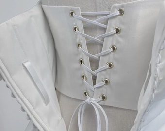 Ivory Duchess Satin Inner Corset Waist Support, Bridal Dress Boning Fastening