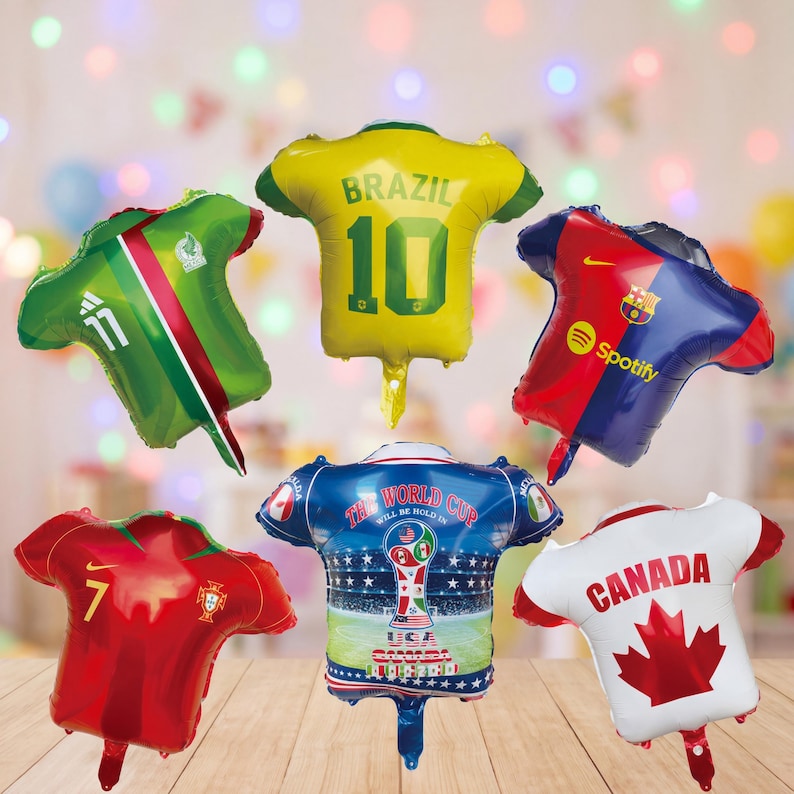 Soccer Jersey Balloons, Football Party Decor, National Team Style Balloons, Game Day Balloons, Watch Party Decorations image 1
