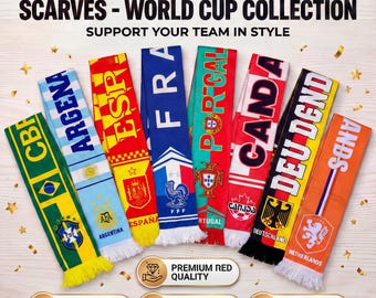 National Team Soccer Scarf, Football Fan Scarf, Match Day Supporter Scarf, Country Flag Scarf, Sports Fan Gift, Soccer Game Day Accessory