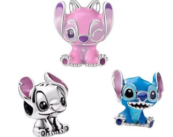Personalized Lilo & Stitch Charm for Bracelet and Necklace, s925 Sterling Silver Charm, Necklace Pendant, Personalized Gift, Gift for Her