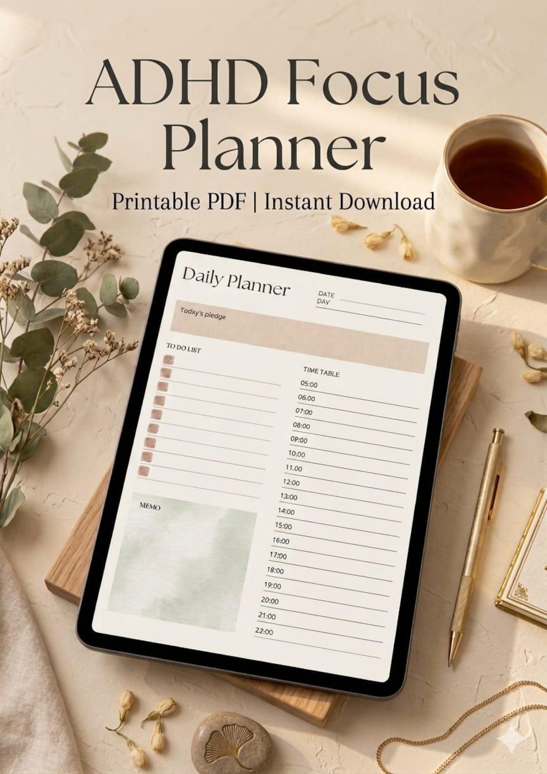 ADHD Daily Planner, Neurodivergent Productivity Focus Routine (PDF ...