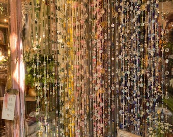 1,5 metros, pedido personalizado / Cortina de cuentas estilo boho, atrapasoles para puerta, colgante reflectante de luz de colores, separador de ambientes estilo hippie
