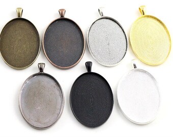 30mm x 40mm Bronze Cabochon Pendant Tray Bezel settings Large Oval Swirl Edge