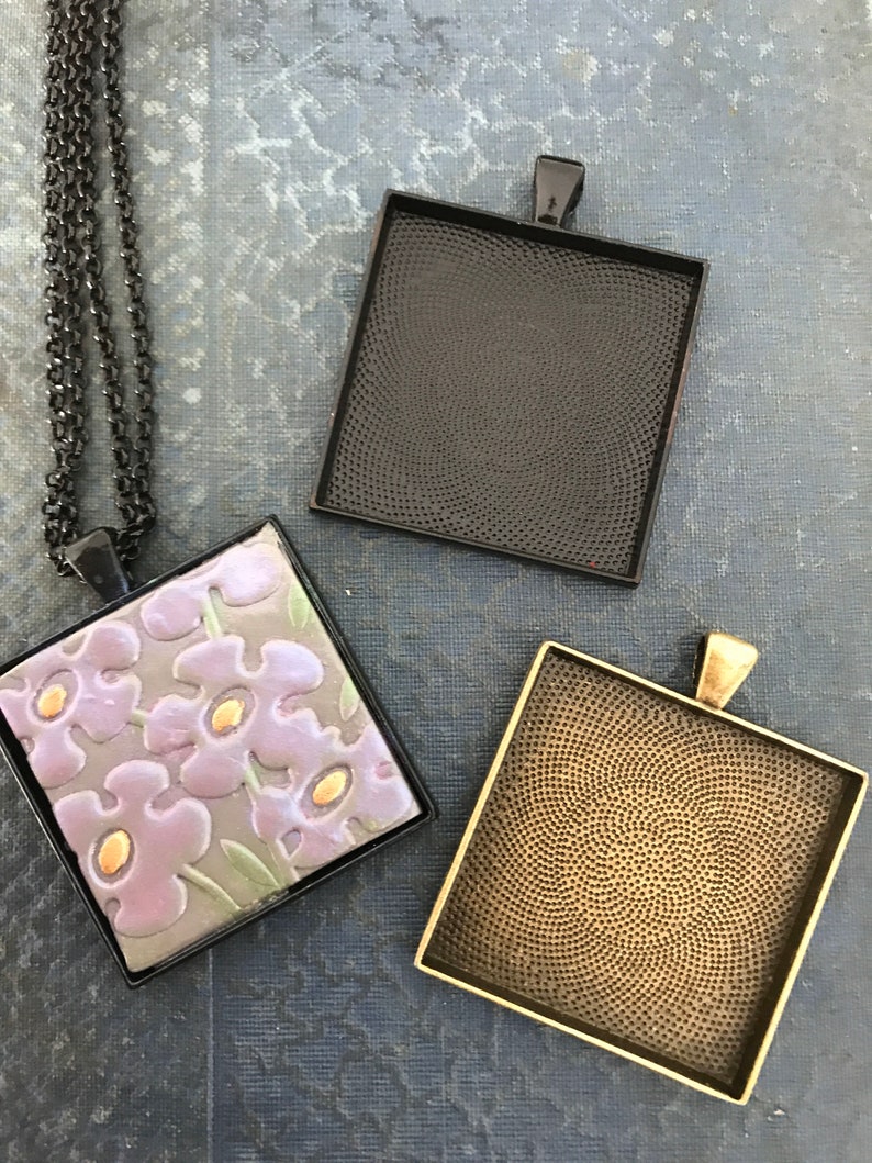 6 Necklace making Kits 35 mm Pendant Kit Extra Large Square Etsy