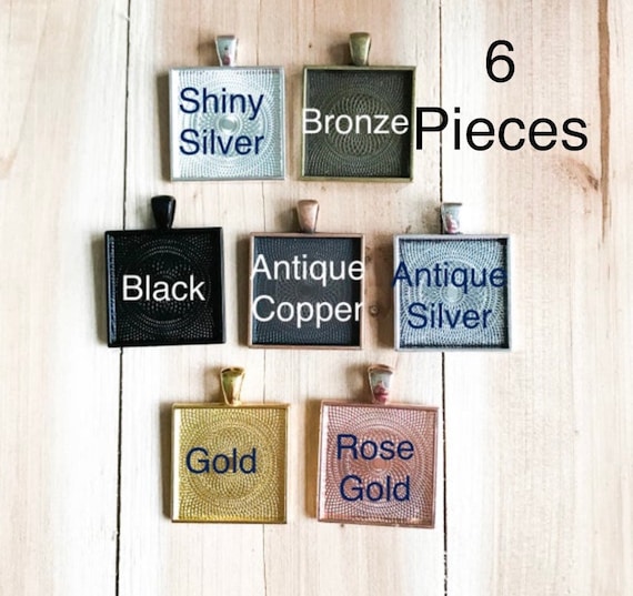Lead /& Nickel Free 1 inch Square Pendant Base for Jewelry Making or use with Resin for photos or Altered Art Rose Gold