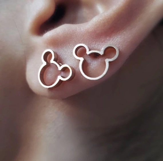 Disney Earrings Mickey Mouse Silver or Gold Plated Earrings Etsy