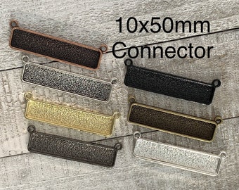 Rectangle horizontal bracelet necklace connector stainless steel DIY Jewelry Making Photo Pendant base 25mm x 10mm blank Settings