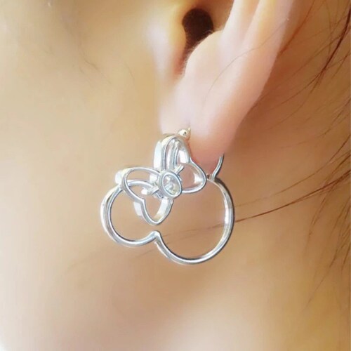 Mickey Mouse Disney earrings -  Minnie Minimal jewelry Perfect Vacation gift for mother  daughter ships from US FREE shipping offer silver p
