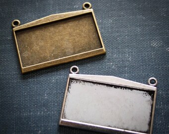 Photo Pendant base 25mm x 10mm blank Settings stainless steel DIY Jewelry Making Rectangle horizontal bracelet necklace connector