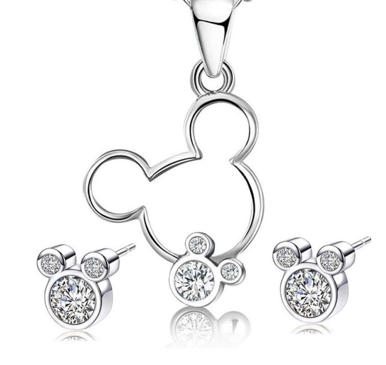 Mickey Mouse Disney Necklace and Earring Set Minimal Jewelry Etsy