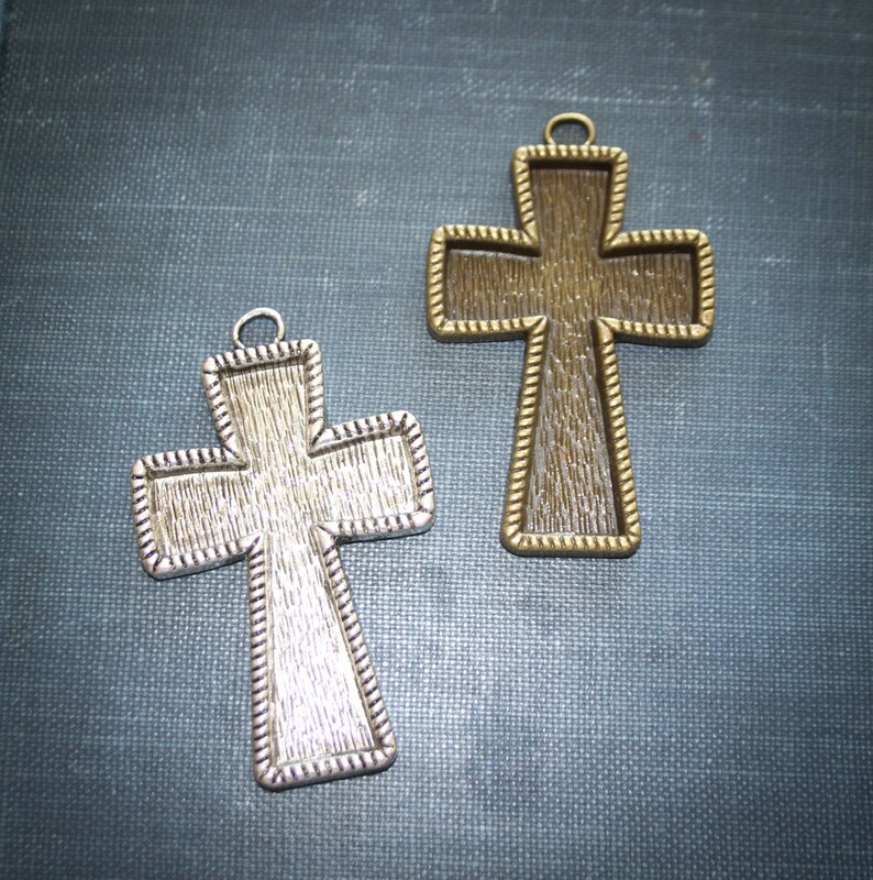 12 Cross Blank Photo Pendant Base Trays Religious Crucifix Etsy