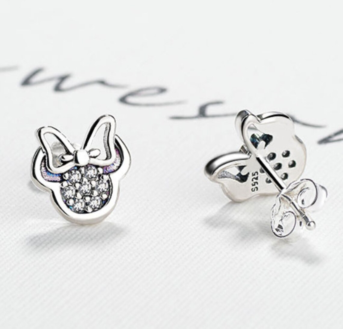 Kids Disney Jewelry 925 Silver Minnie Mouse Rhinestone - Etsy